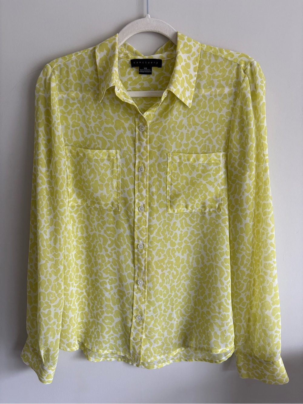 Banana Republic Yellow & White Printed Button-Front Blouse